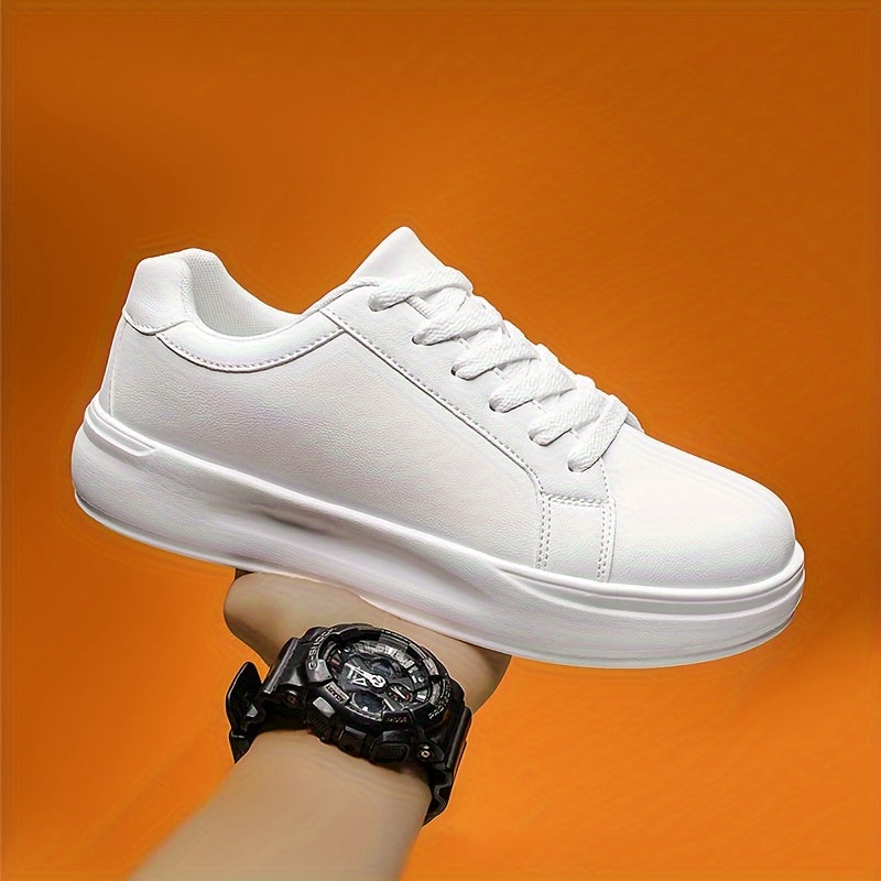 Soft and Comfortable Men's Low Top Skate Shoes, Lace Up Solid Sole Sneakers for Outdoor Street Walking and Skateboarding