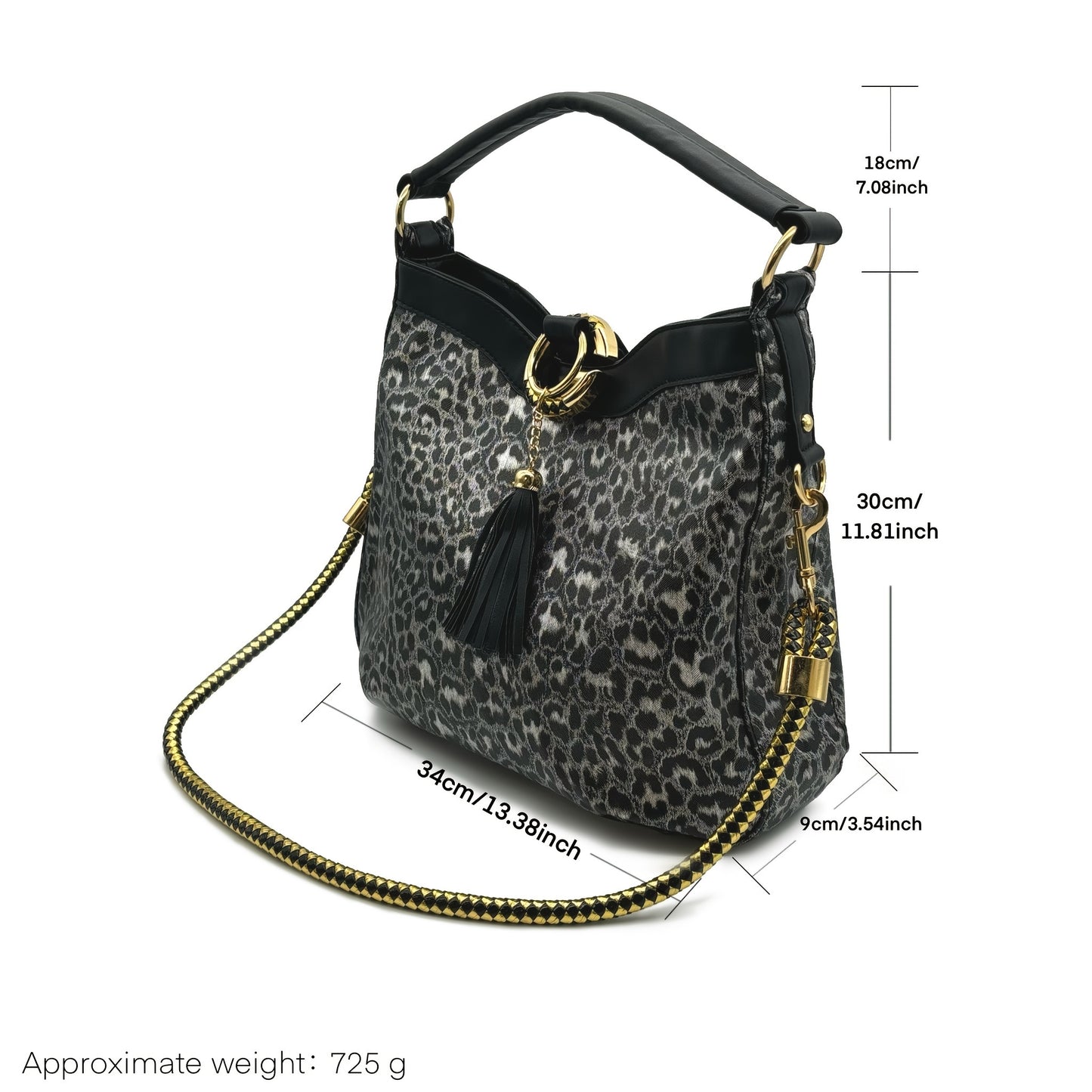 Large Capacity Fashion Faux Leather Shoulder Bag for Women, Leopard Print Hobo Handbag with PVC Material, Polyester Lining, Zipper Closure, Painted Edges and Positioning Printing