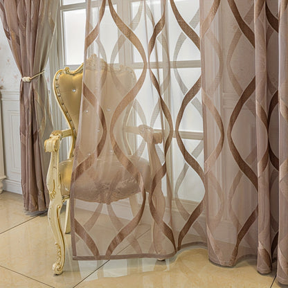 2pcs Brown Striped Sheer Curtains, Decorative Curtains Panels, For Bedroom Living Room, Home Decoration, Room Decoration