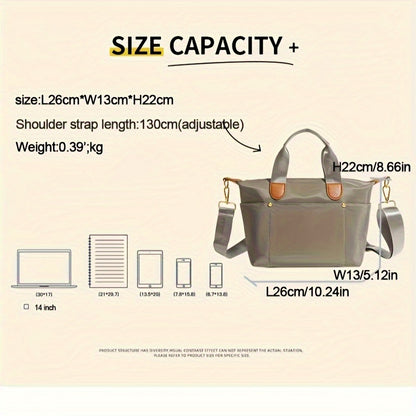 2-Piece Set Nylon Tote Bags For Women, Elegant Classic Handheld Shoulder Bag, Commuter Handbag, Versatile Crossbody Bag