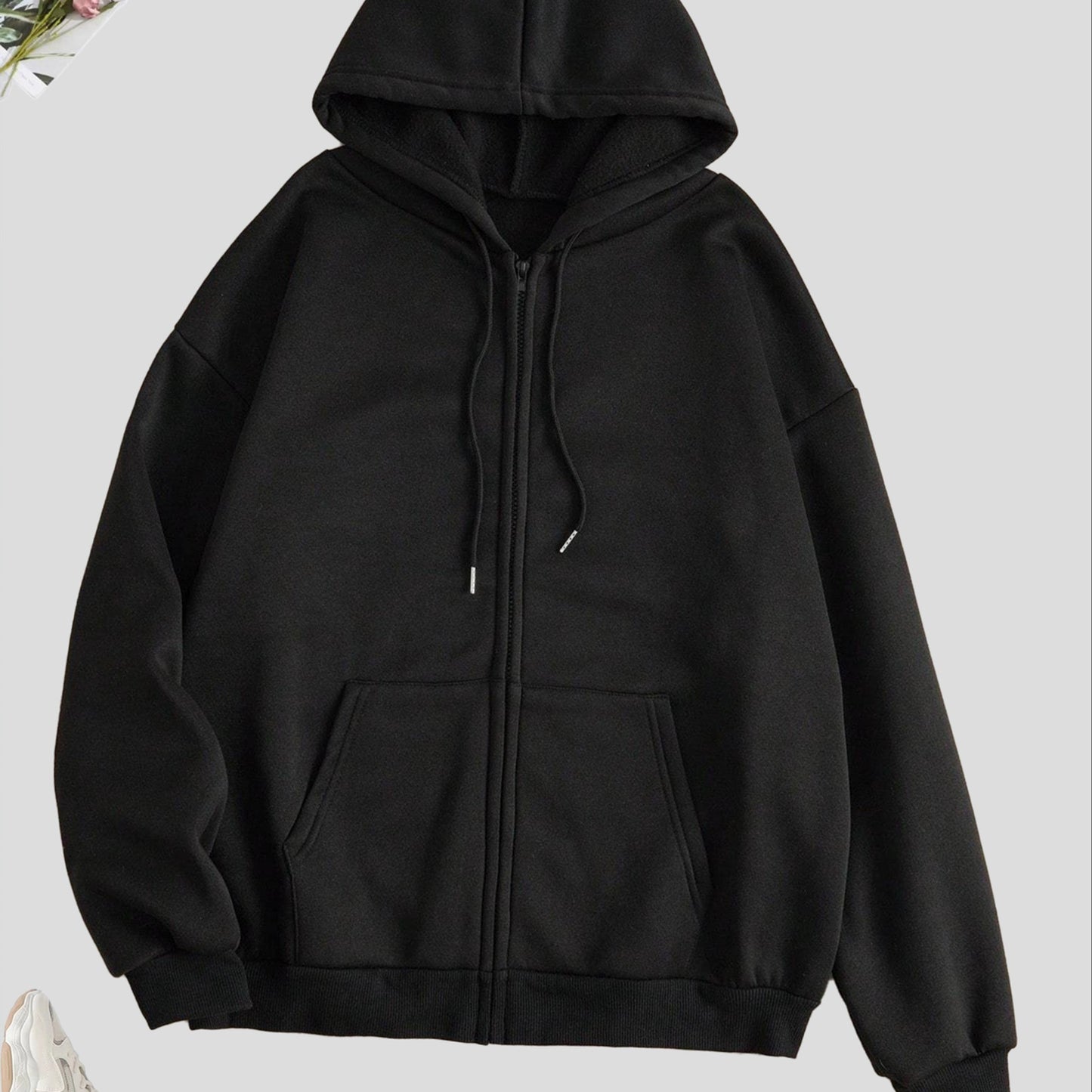 Cozy Long Sleeve Solid Color Hoodie - Soft Micro Elasticity Polyester Fabric, Drawstring Hood, Two Pockets, Machine Washable - Perfect for Spring and Fall Casual Wear