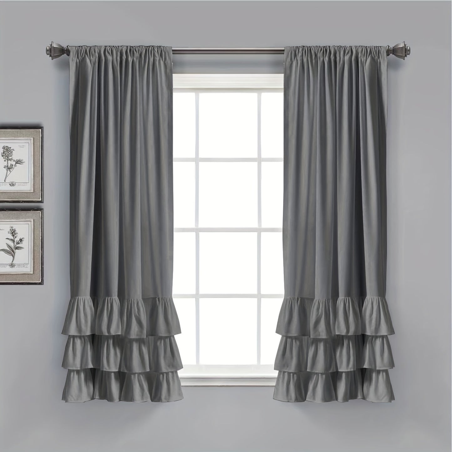 2pcs Heavy Duty Ruffle Curtains, Decorative Curtains For Living Room, Office Home Decor