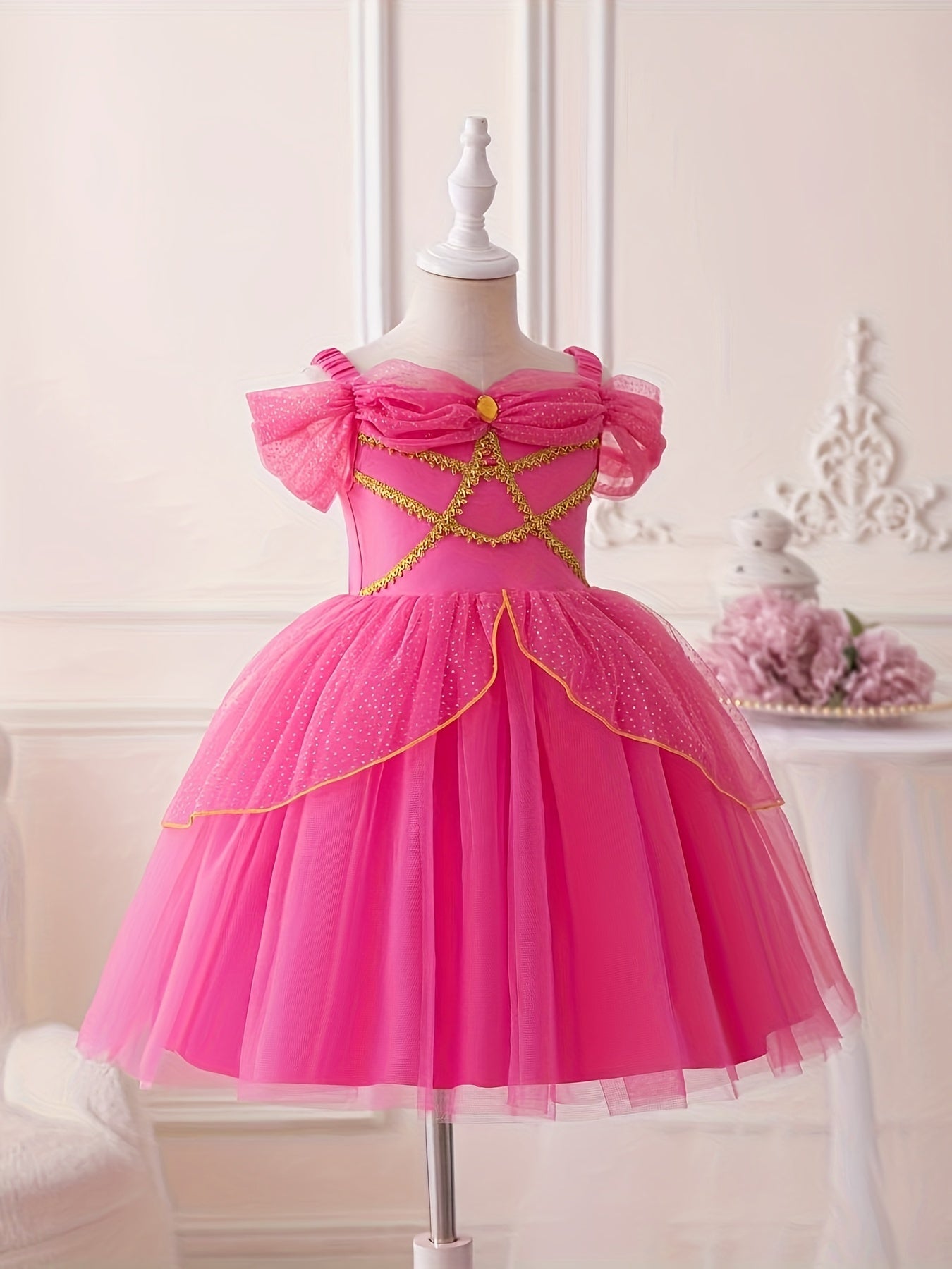 Dreamy Girls Sleeveless Princess Tutu Dress - Sparkling Mesh for Parties & Performances - A Delightful Gift Idea for Little Royalty