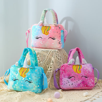 Playful Unicorn Embroidered Crossbody Bag for Girls - Lightweight, Fade-Resistant with Secure Zip Pocket