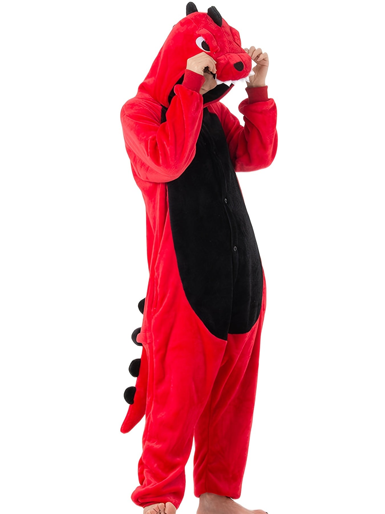 Comfy Unisex Dinosaur Onesie Pajamas - Hooded, Durable Knit for Parties & Cosplay