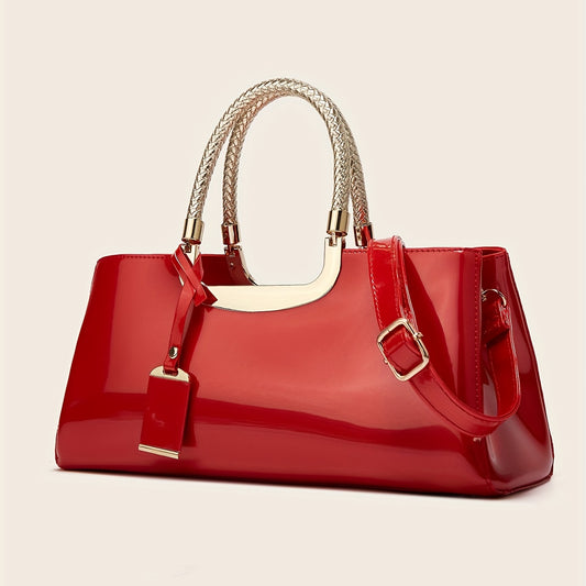 Chic Ladies Glossy Patent Leather Handbag - Stylish & Premium Quality - Everyday Fashion Accessory for Women