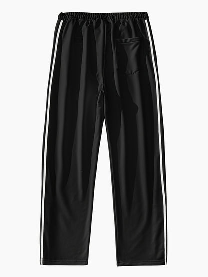 Mens Fashionable Loose-Fit Striped Pants with Pockets - Casual Drawstring Trousers for Outdoor Adventures & Everyday Style