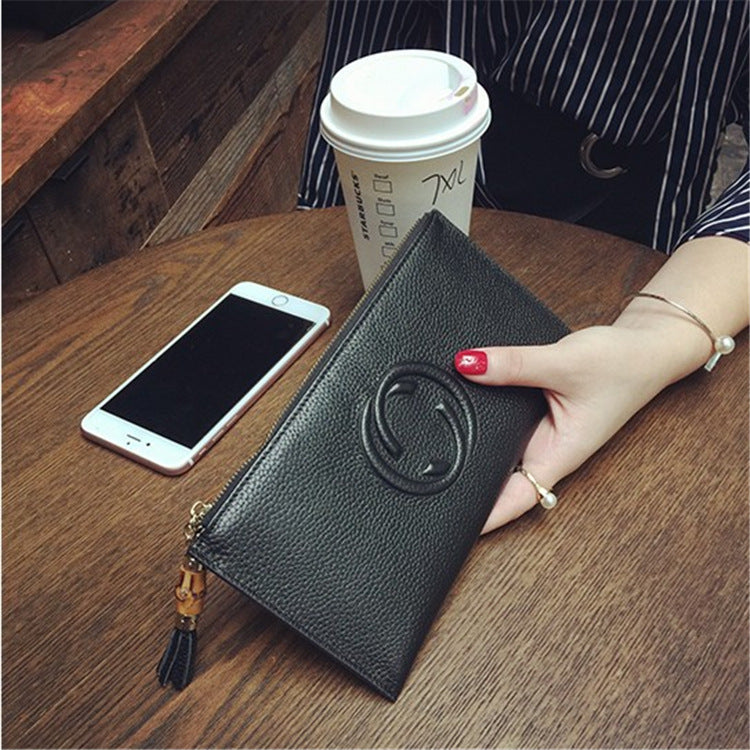 2024 New Hotan and Newn Famous Ultra-Thin Wallet Female Long Leather Zipper Soft Cowhide Female Wallet Bills Mobile Phone Bit