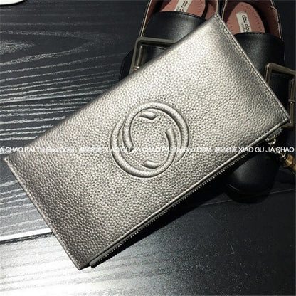 2024 New Hotan and Newn Famous Ultra-Thin Wallet Female Long Leather Zipper Soft Cowhide Female Wallet Bills Mobile Phone Bit