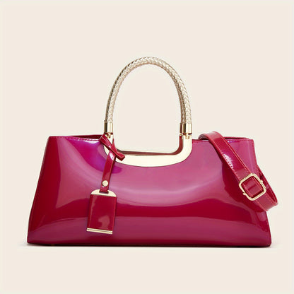 Chic Ladies Glossy Patent Leather Handbag - Stylish & Premium Quality - Everyday Fashion Accessory for Women