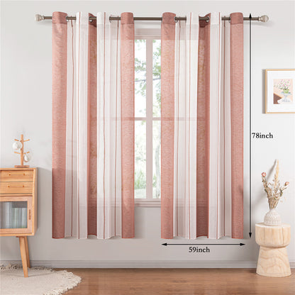 1pc Elegant Striped Pattern Sheer Tulle Panels - Perforated Curtains for Living Room and Bedroom Blinds with Filtered Light and Privacy - Easy to Install and Maintain