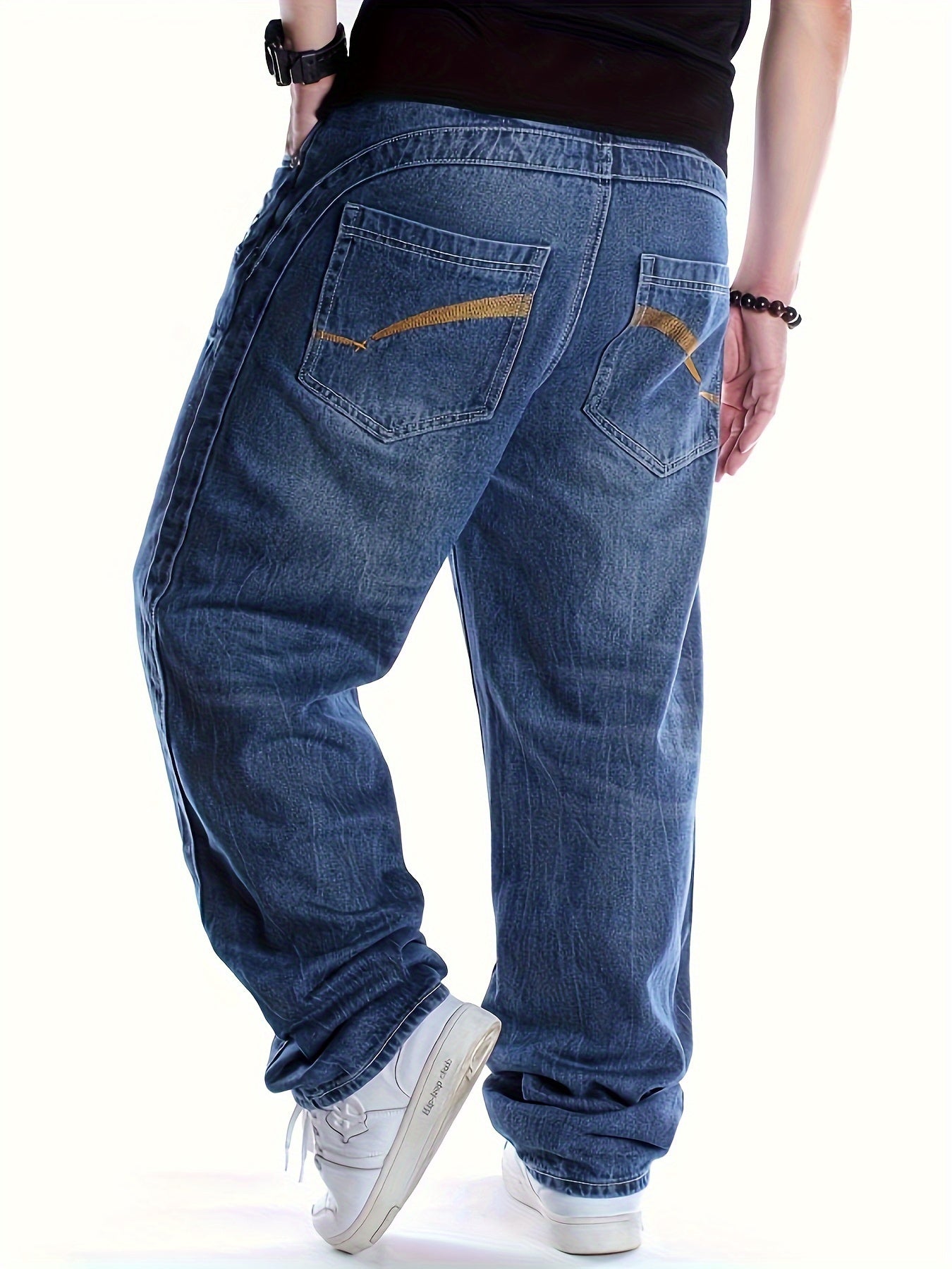 Men's Fashionable Embroidery Loose Fit Jeans - Soft, Comfortable, and Stylish for Street Dance, Skateboarding, and Everyday Wear - Perfect for All Seasons and Occasions