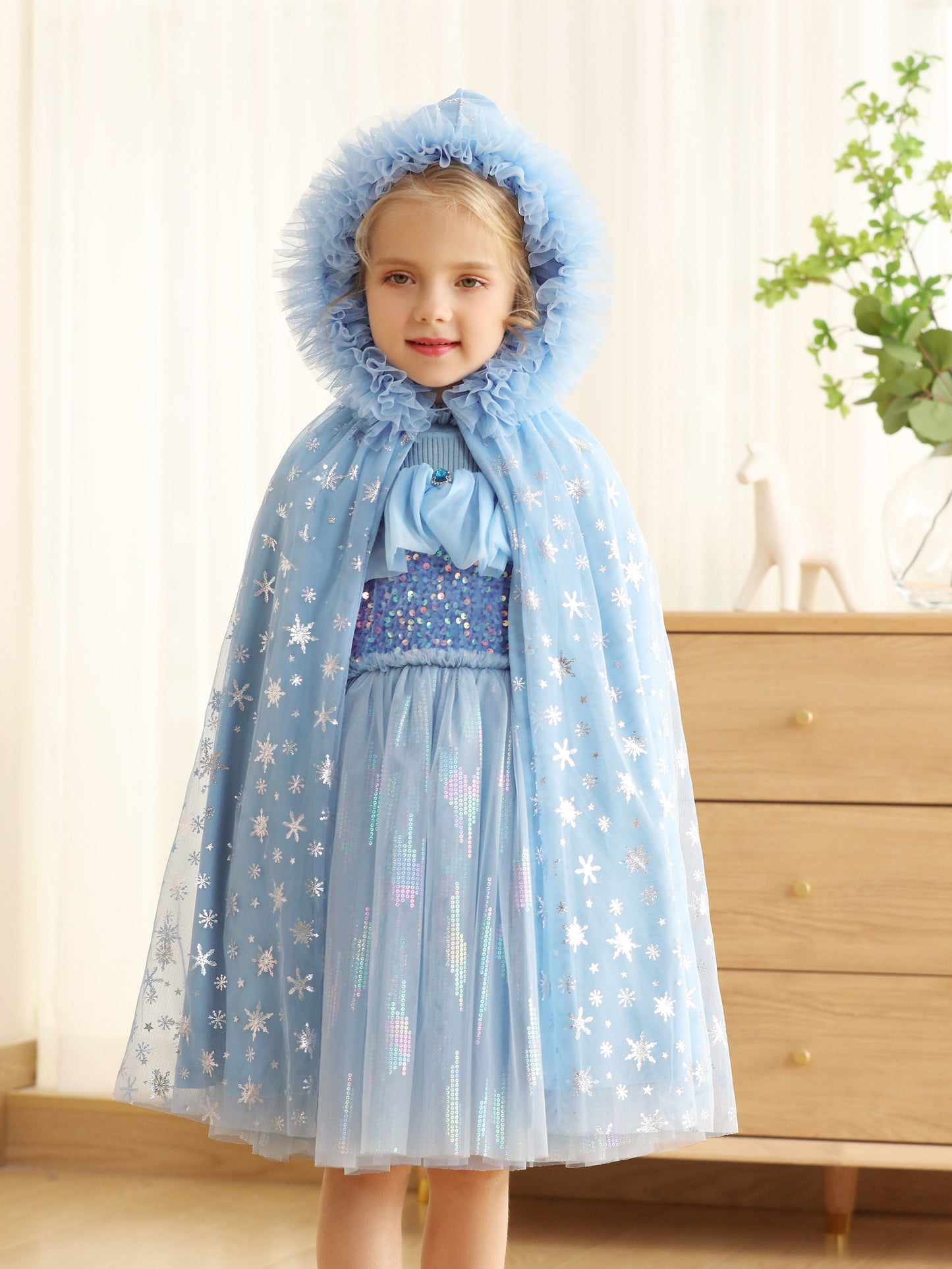 Elegant Sequin Hooded Cloak Princess Cloak For Fall Winter Gift Christmas Girls mardi gras