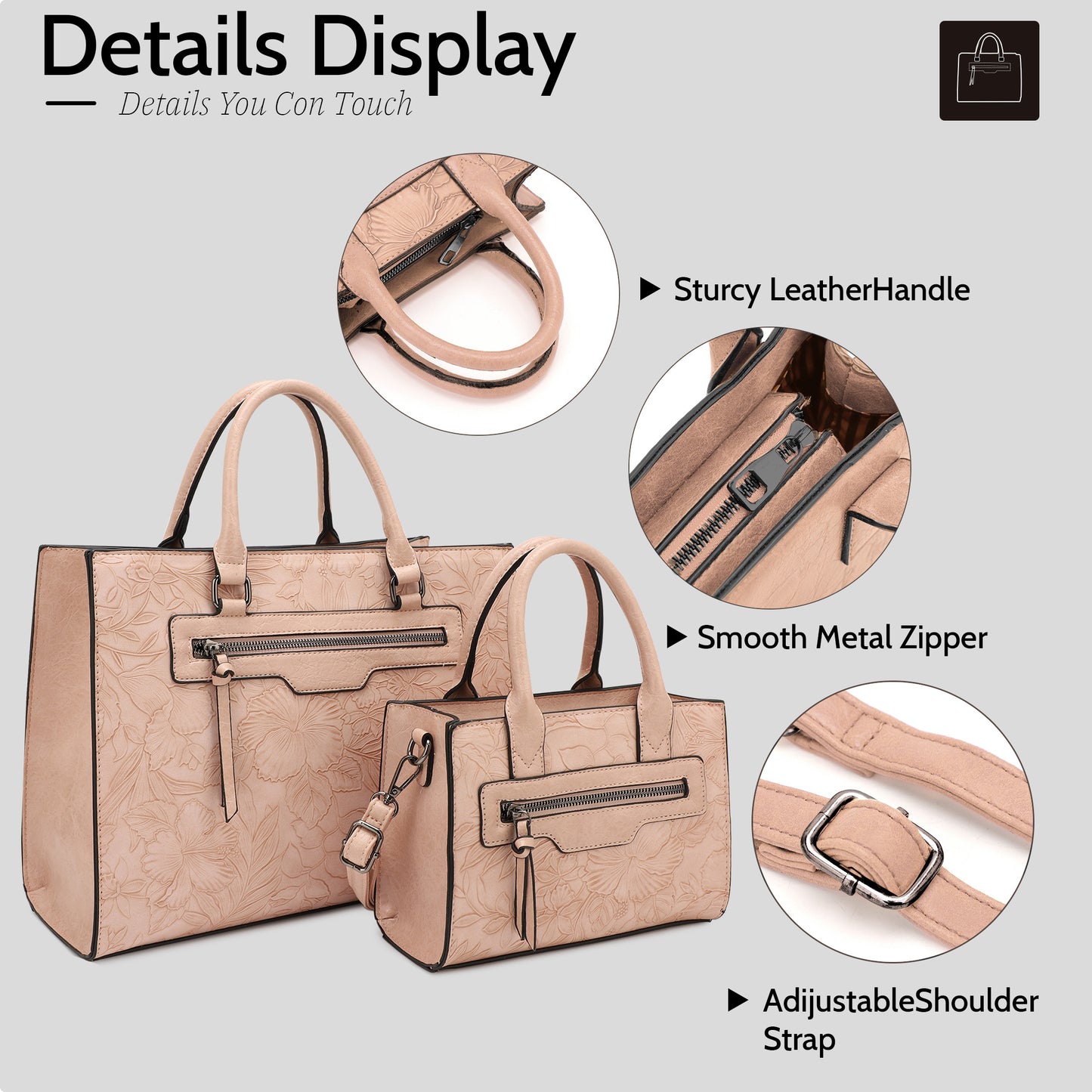 ALYSSA Tota Handbag and Crossbody Bag Set for Women,Ladies Shoulder Hobo Handbags Stacchel for Travel Party Work