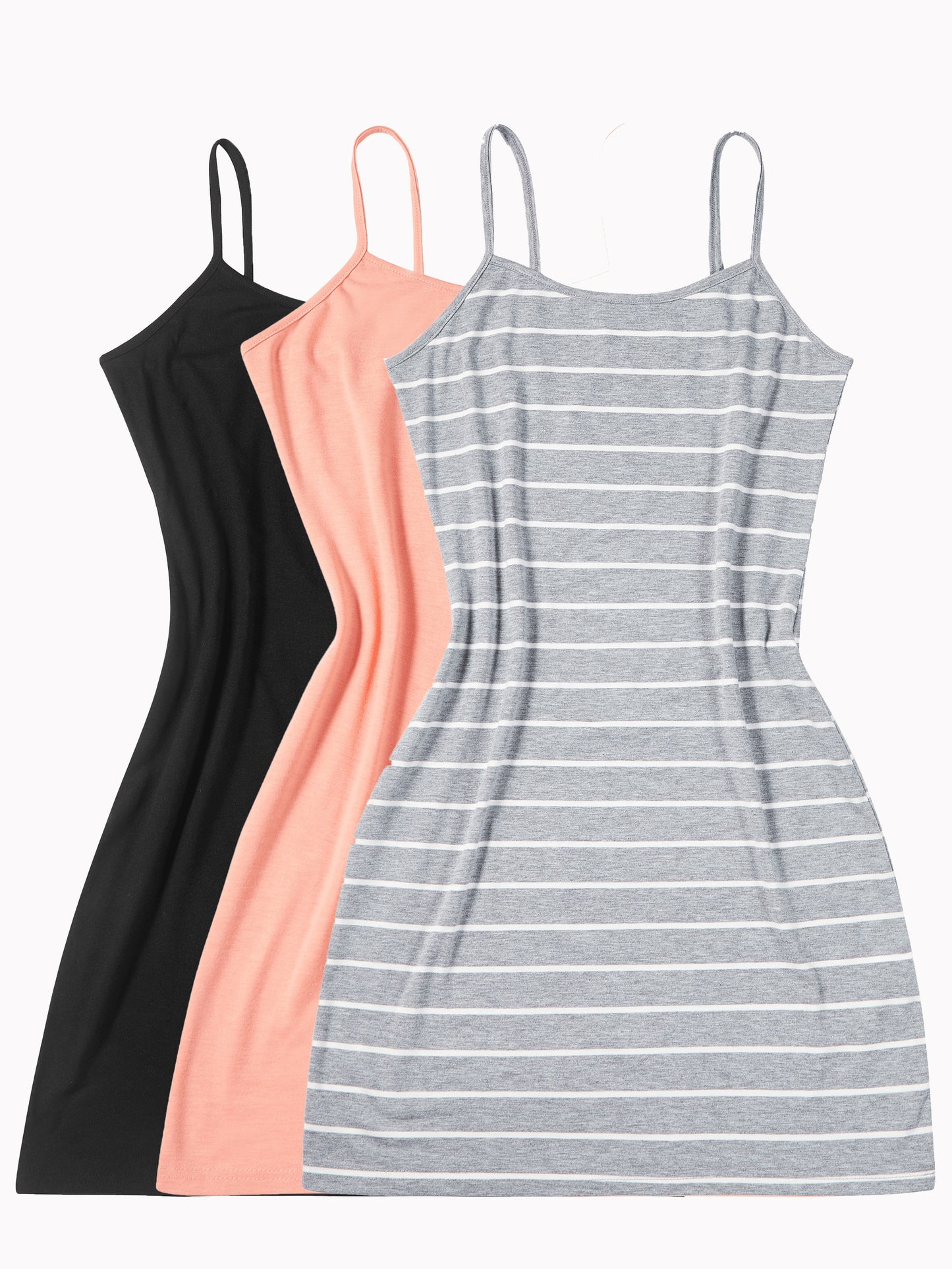 IKEARLAX 3-Pack Chic Summer Cami Dresses - Breathable, Lightweight Design with Adjustable Spaghetti Straps - Perfect for Casual Outings