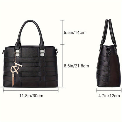 [Fast Arrival] Women's PU Leather Top Handle Shoulder Tote Bags for Work, Commuting, and Teachers - Stylish and Spacious Handbags for Ladies