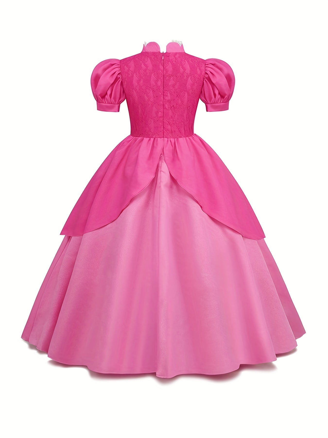 Girls Halloween Costume Princess Dress With Jewel, Puff Sleeves Dress