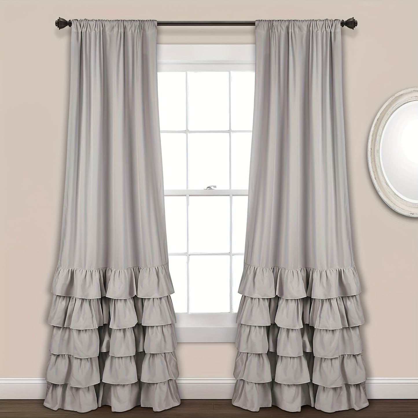 2pcs Heavy Duty Ruffle Curtains, Decorative Curtains For Living Room, Office Home Decor