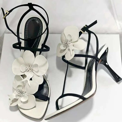 Flower Designer High Heels Fashion Female  Summer Slingback Sandals Women Brand Party Dress Shoes Pumps