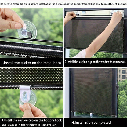 1pc Sunshade Roller Shades - Non-Perforated Retractable Window Curtains for Kitchen Balconies with Sunscreen and Thermal Insulation Functions