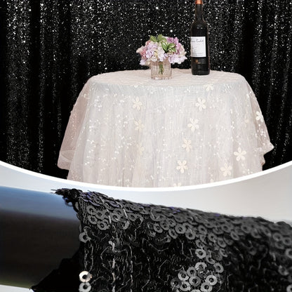 1pc Sequin Backdrop Curtains Glitter Photo Booth Backdrops Curtains Sparkly Photography Background Curtain For Parties Birthday Wedding Bridal Christmas Halloween Home Decorations, 6.0ft*96.06inch