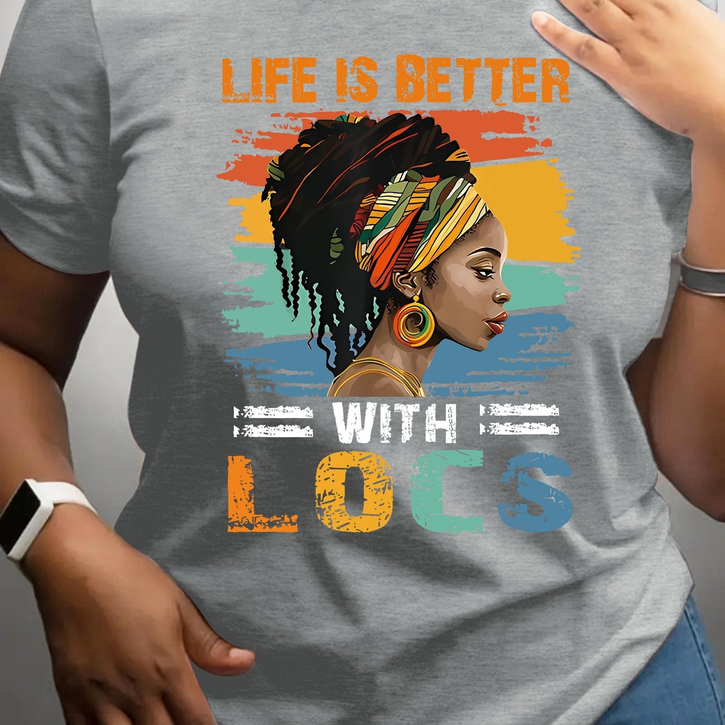 Vibrant Portrait Print T-Shirt - Soft Micro Elasticity Crew Neck Top with Positioning Printing - Comfortable Polyester Casual Wear for Women All Seasons