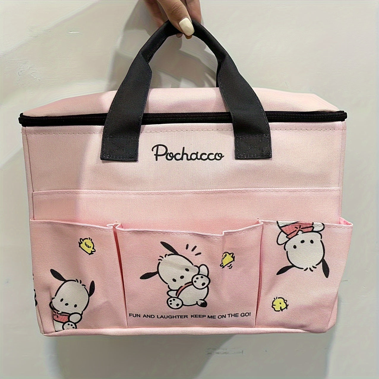 Hello Kitty Large Tote Bag - Adorable Cartoon Design, Spacious & Stylish Carryall for Daily Use, With Handy Pockets for Organization