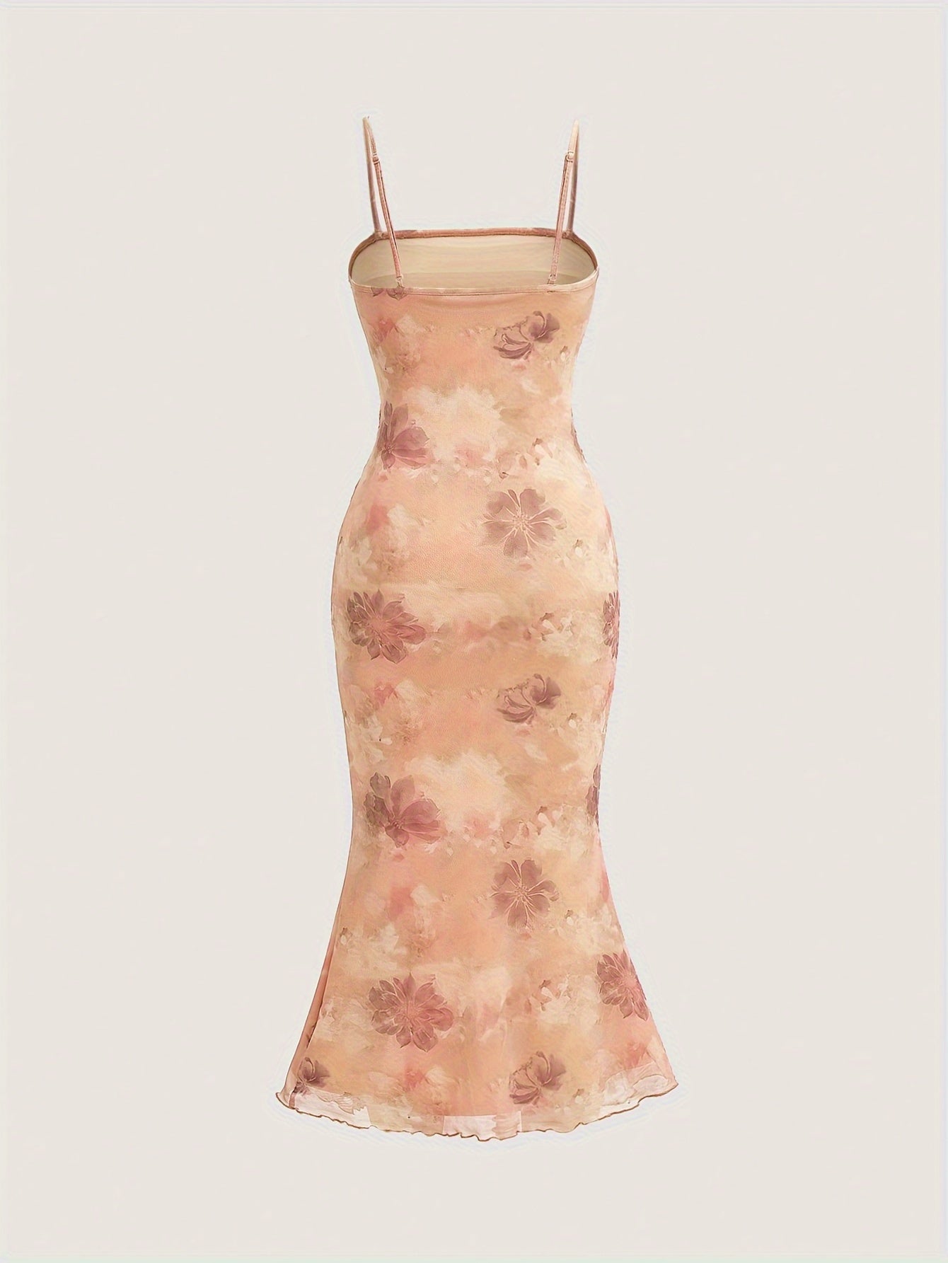 IKEARLAX Women's Chic Bodycon Cami Dress - Sleeveless Spaghetti Strap Design with Elegant Floral Frills, Ideal for Vacation Elegance & Summer Events