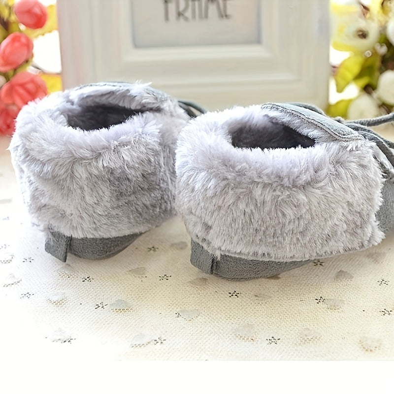 Cozy Fleece Lace Up Boots for Baby Boys - Soft, Warm, and Comfortable for Indoor Walking - Perfect for Winter Season