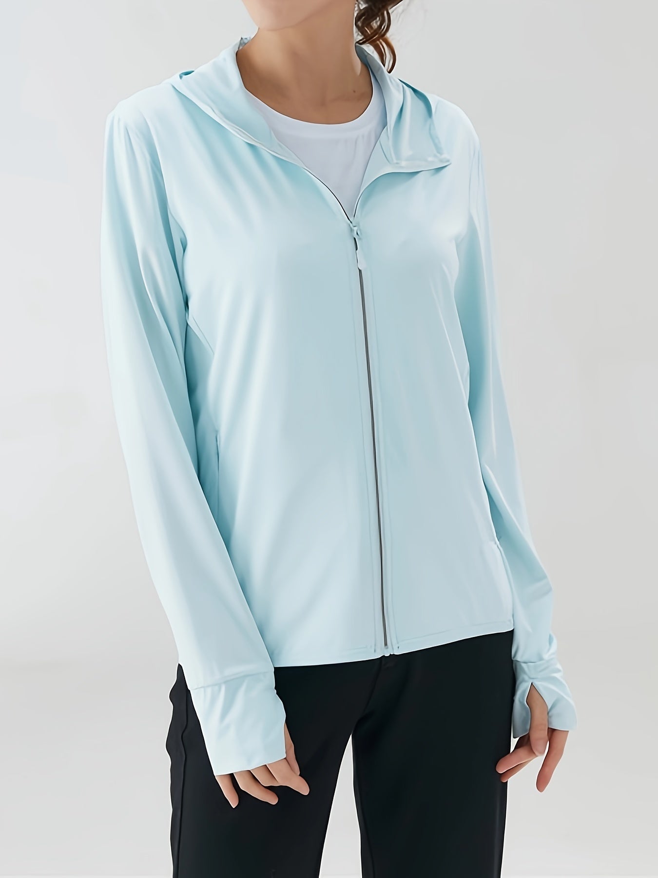 Ultralight Womens Hooded Jacket - Breathable, Quick-Drying, Slightly Stretchy Polyester Top for Outdoor Enthusiasts - Perfect for Beach, Travel, Fishing, and More!