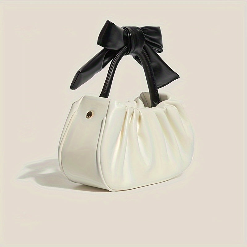 Small Fashionable Cloud-Shaped Tote Bag for Women with Zipper Closure, Bow Knot Design