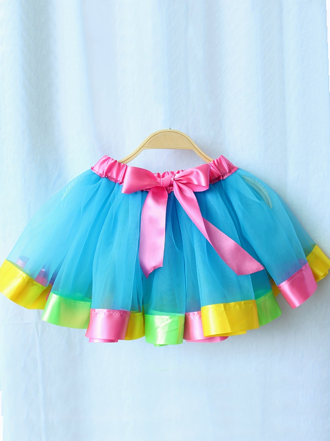 Girls Color Block Tutu Skirts, Bowknot Design Mermaid Costume Skirts Party Dance Ballet Skirts Kids Clothes