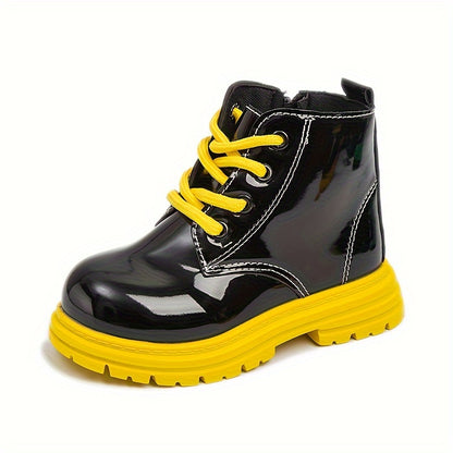 Kids' Fashionable Color-Block Ankle Boots -, Slip-Resistant & Lightweight for Spring/Fall