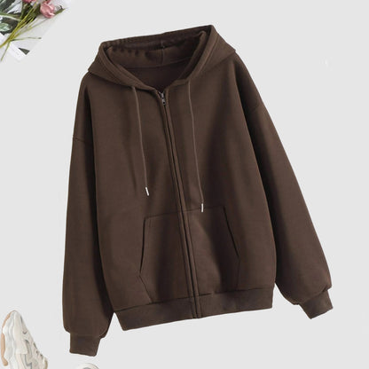 Cozy Long Sleeve Solid Color Hoodie - Soft Micro Elasticity Polyester Fabric, Drawstring Hood, Two Pockets, Machine Washable - Perfect for Spring and Fall Casual Wear