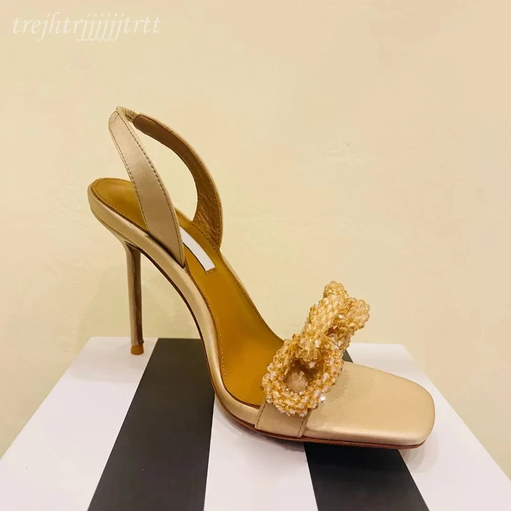 Patent Leather Back Strap stiletto sandals mules evening shoes pumps women Peep Toe dress shoe Luxury designers high heels factory footwear 35-42 with box