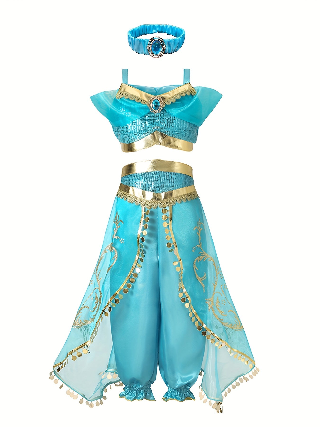 Stylish Latin Princess Dress Set, Girl's Dress Up For Carnival Halloween Birthday Gift Party Performance