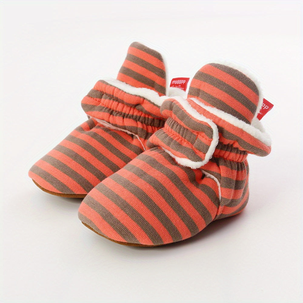 Adorable Baby Boys Warm Walking Shoes - Stylish Striped Design, Insulated for Ultimate Comfort, Perfect for Little Explorers Learning to Walk