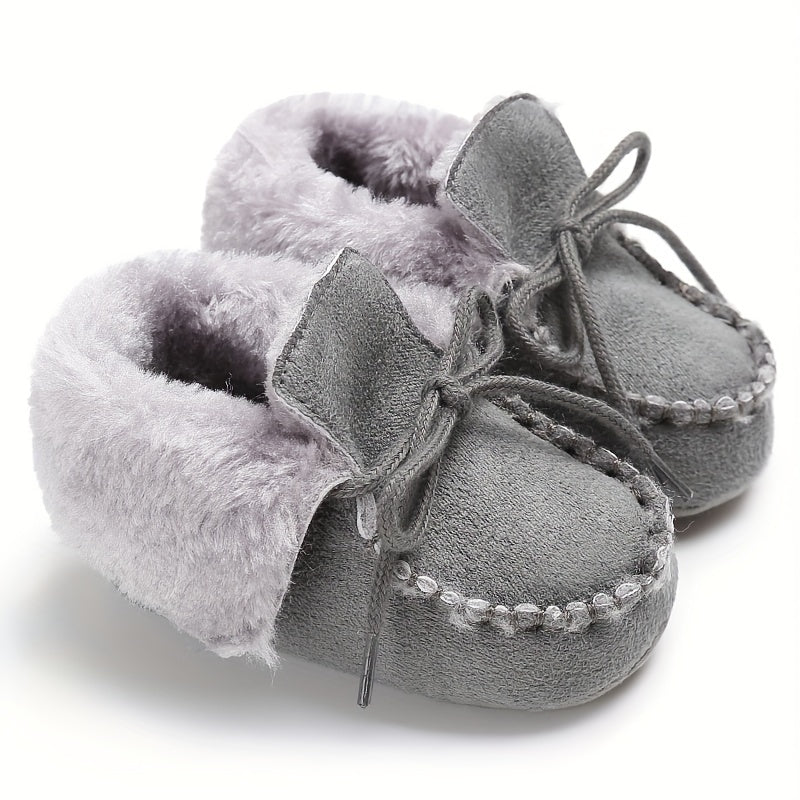 Cozy Fleece Lace Up Boots for Baby Boys - Soft, Warm, and Comfortable for Indoor Walking - Perfect for Winter Season