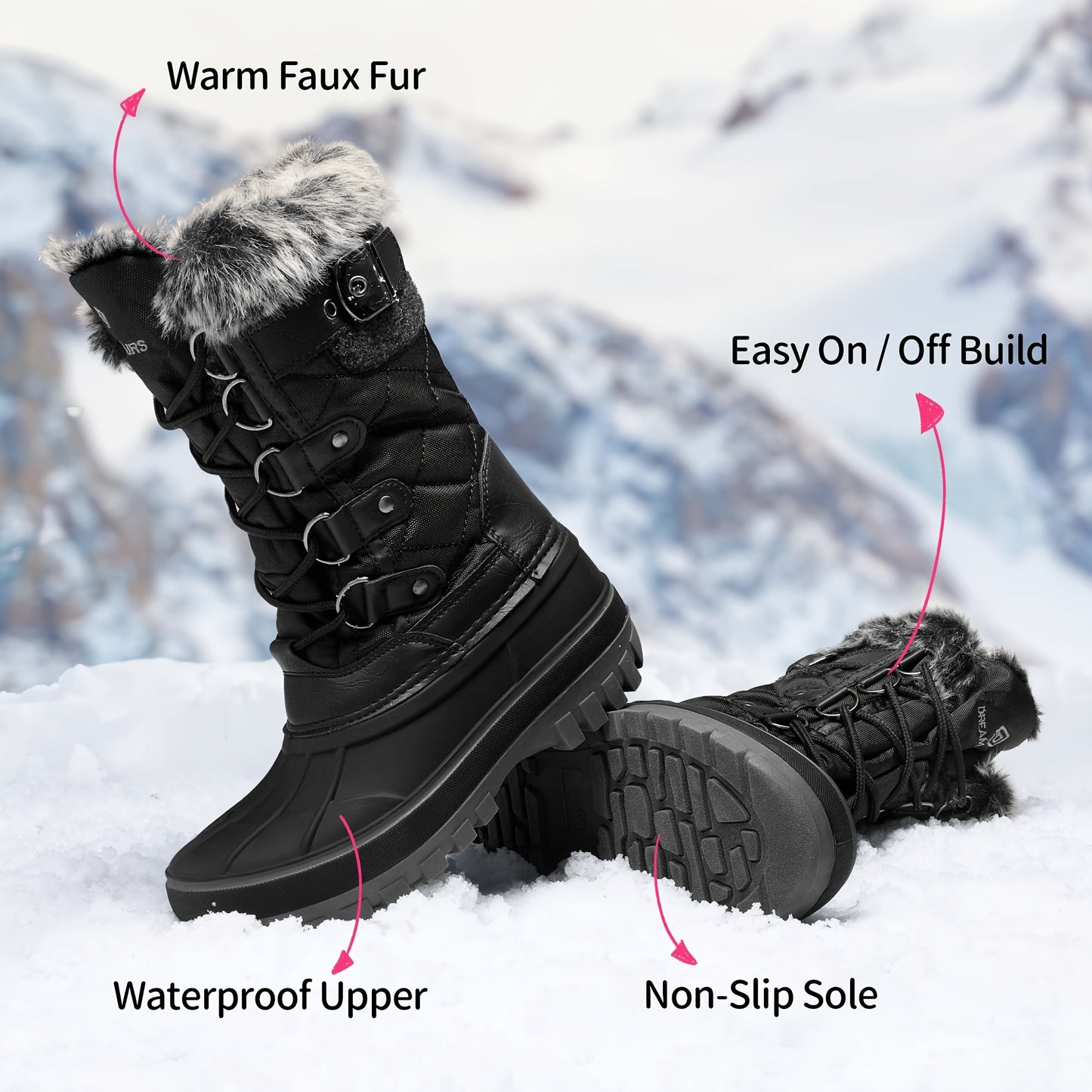 DREAM PAIRS KIDS Kids Boys And Girls Insulated Waterproof Winter Warm Comfortable Snow Boots