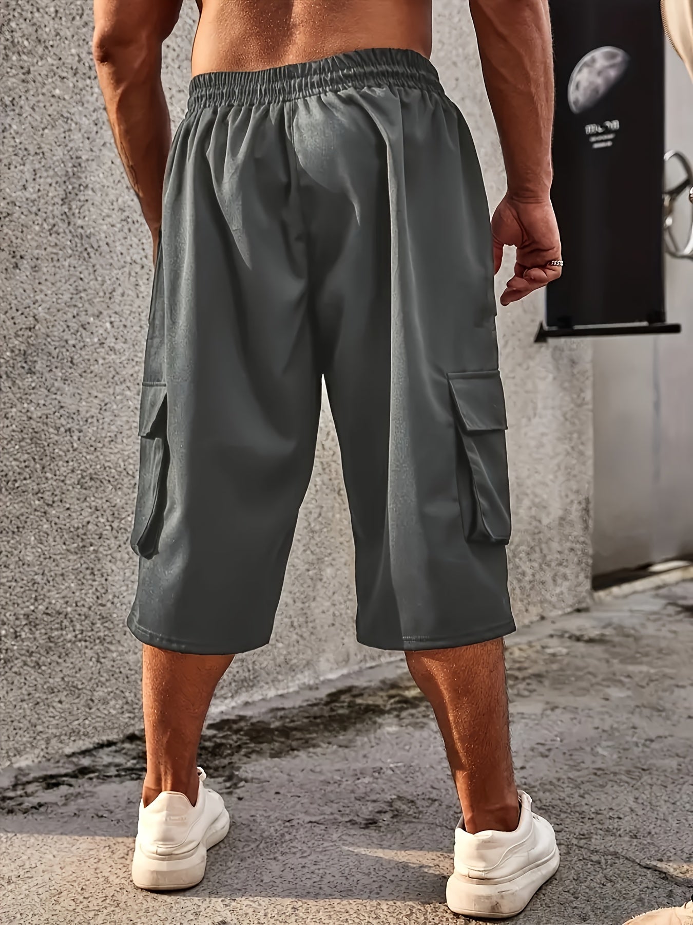 Large Plus Size Mens Comfortable Cargo Pants - Breathable, Loose Fit, Drawstring Waist, Multiple Pockets, Soft Fabric, Perfect for Casual Outdoor Activities - Comfy Relaxed Style