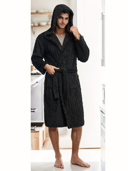 Autumn And Winter Style Coral Fleece Couple Robe Men's Flannel Bathrobe Pajamas Plus Long Thick Plus Velvet Warm Bathrobe Pajamas