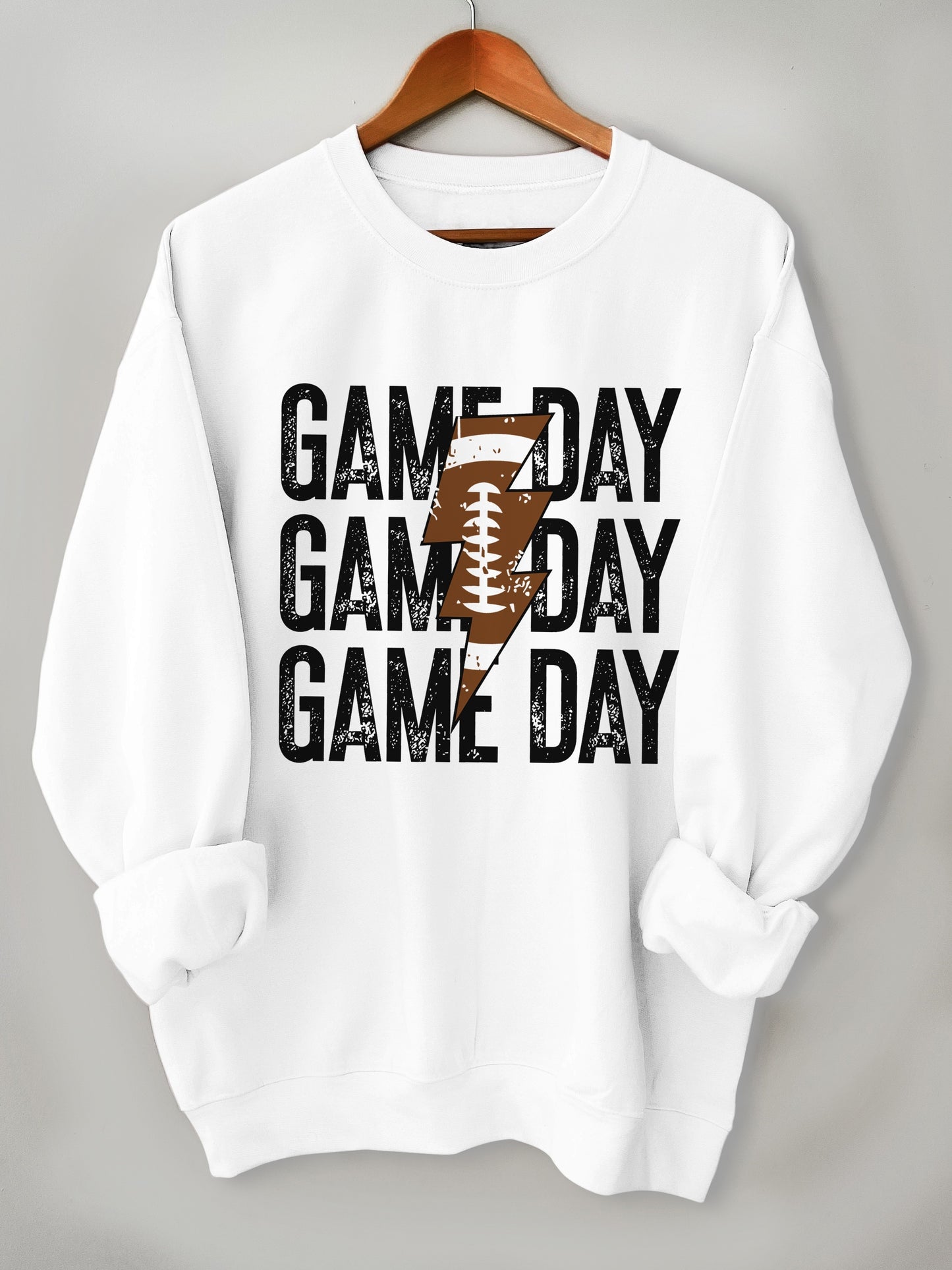 Cozy Game Day Print Pullover Sweatshirt - Fashion Sweatshirts for Women - Casual Long Sleeve Crew Neck Design, Soft and Warm for Fall & Winter, Perfect for Outdoor Activities