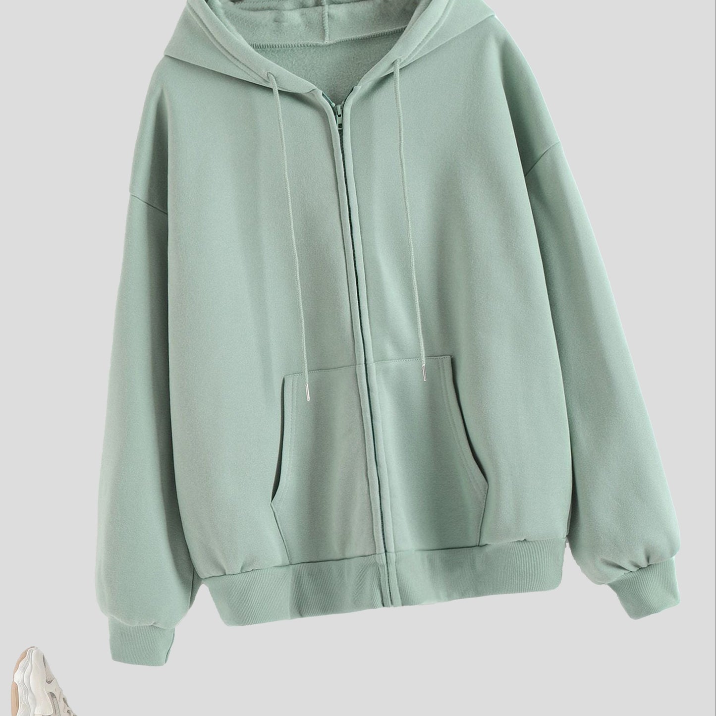 Cozy Long Sleeve Solid Color Hoodie - Soft Micro Elasticity Polyester Fabric, Drawstring Hood, Two Pockets, Machine Washable - Perfect for Spring and Fall Casual Wear