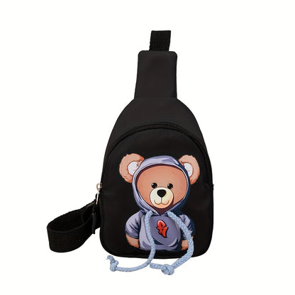 Adorable Lightweight Bear Messenger Bag for Children - Adjustable Strap, Zippered Coin Purse, Ideal for Travel & Gifts