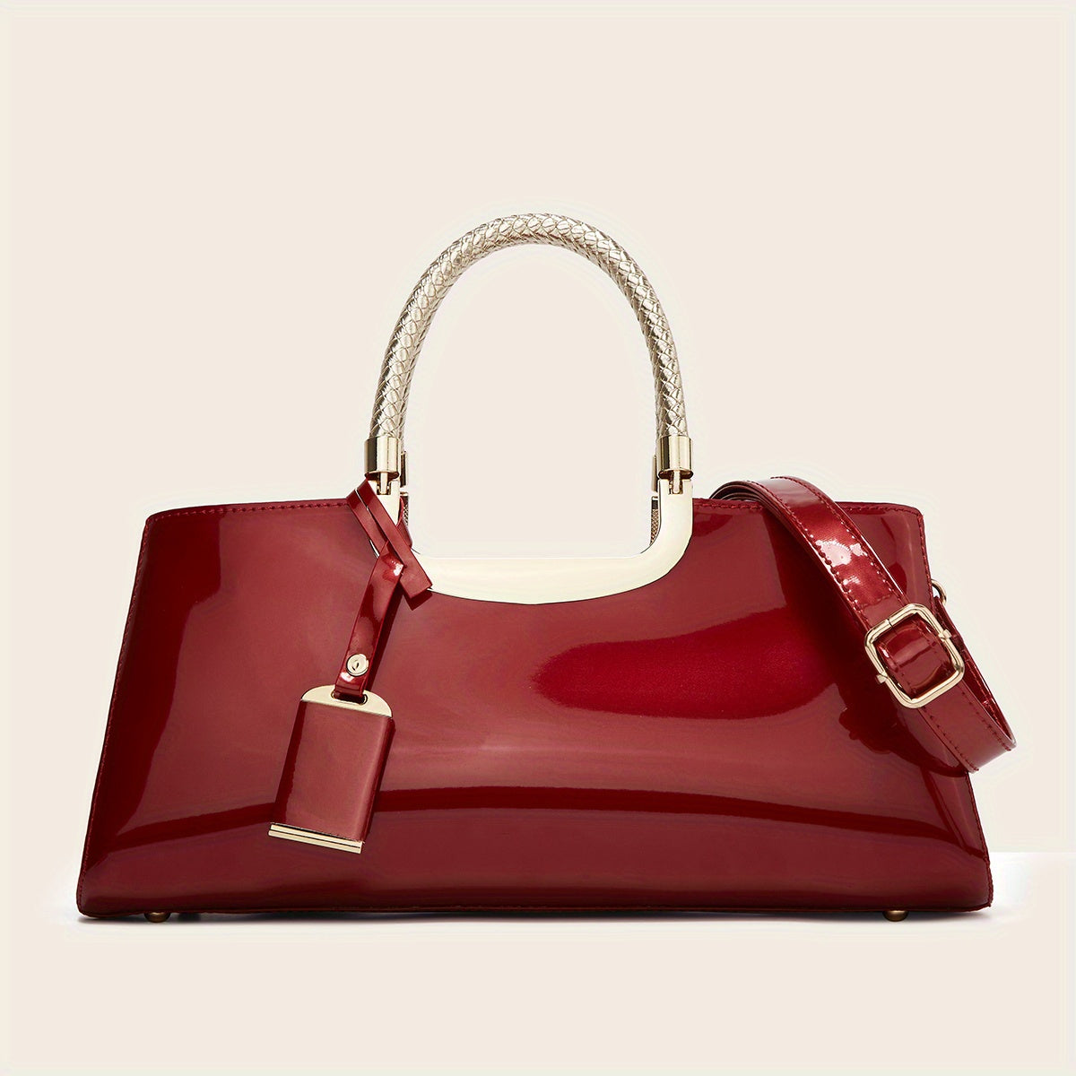 Chic Ladies Glossy Patent Leather Handbag - Stylish & Premium Quality - Everyday Fashion Accessory for Women