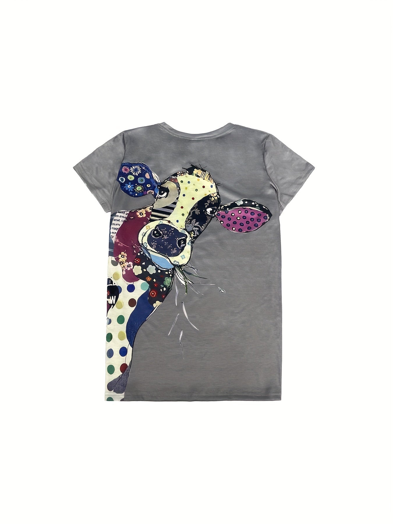 Chic Cow Print Womens T-shirt - Soft Crew Neck Short Sleeve Top - Fashionable & Casual Everyday Wear