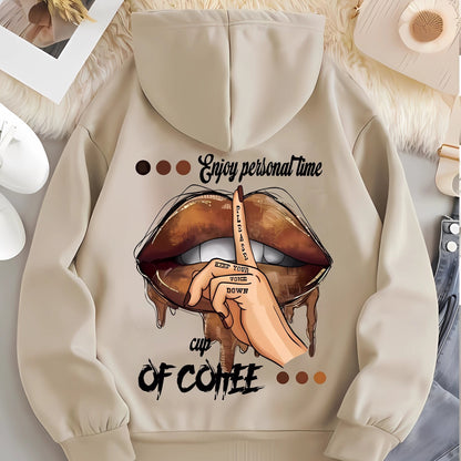 Cartoon Graphic Print Hoodie Sweatshirt - Soft Micro Elasticity Polyester Fabric, Casual Hooded with Pocket, Positioning Printing, Fall & Winter Wear - Womens Knit Fabric Clothing