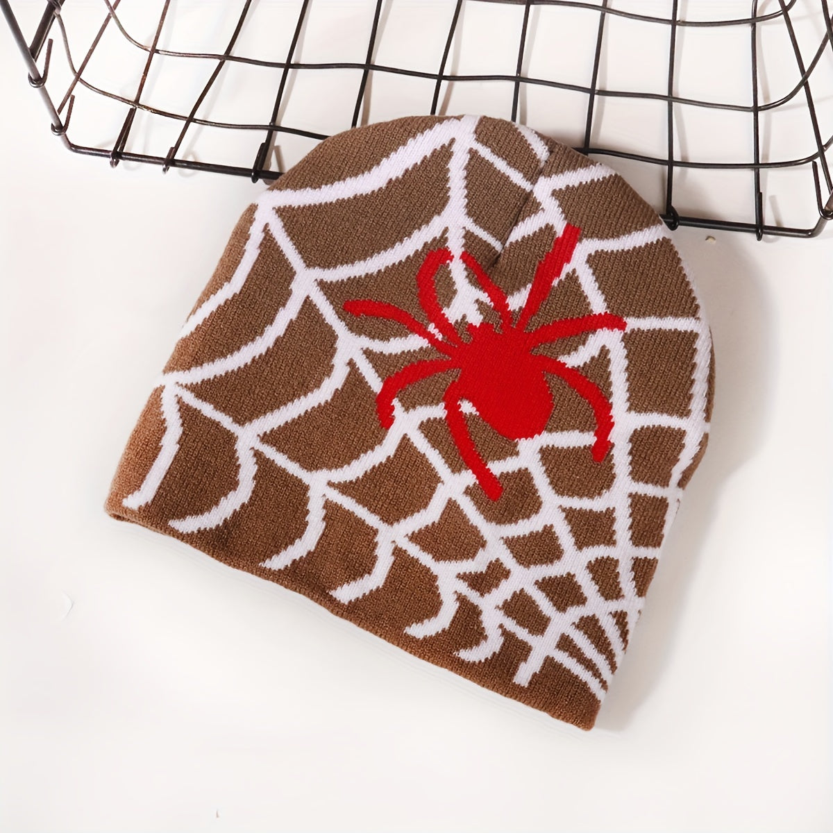 1pc Stylish Spider Web Knit Beanie Hat - Windproof Ear Protection, Fashionable Design, Ideal for Outdoor Activities, Halloween and Christmas Parties, Perfect Gift Choice for Friends and Family