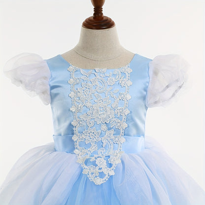 Charming Puff-Sleeve Princess Dress & Party Accessories Set - Perfect Gift for Girls' Birthdays & Performances