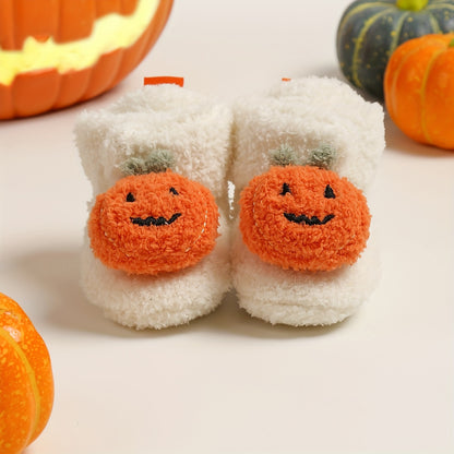 Halloween Pumpkin Baby Boots Soft Bottom Warm Cotton Shoes Cotton Boots Baby Shoes 0-18 Months